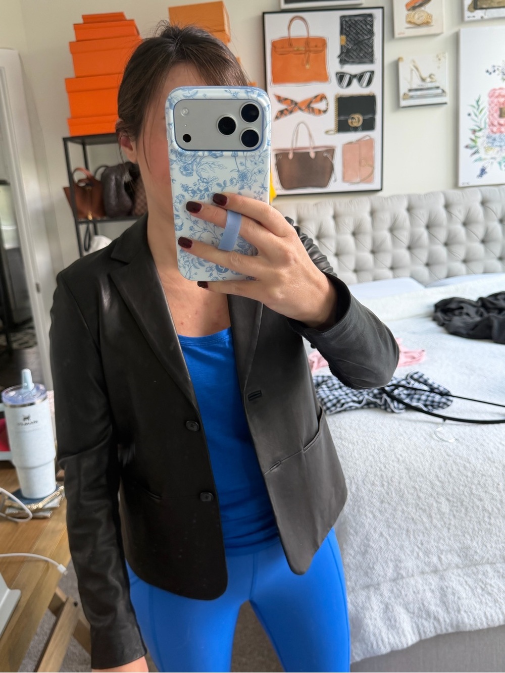 Vince black leather blazer